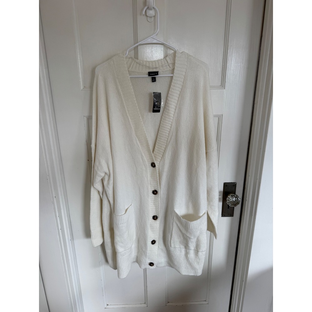 NWT Torrid white oversized boyfriend cardigan in vegan cashmere size 3x